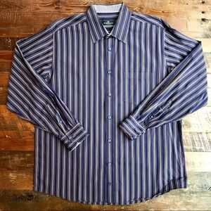 Bugatchi Purple & Green Striped Button Down Shirt